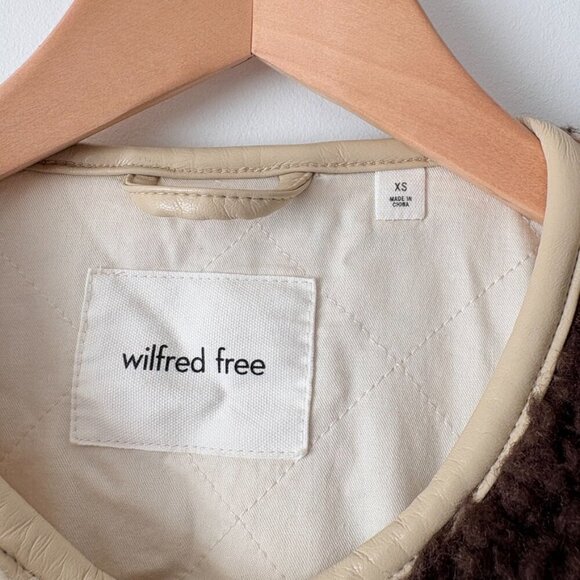 Aritzia Wilfred Free River Faux Sherpa Teddy Jacket Geometric Brown Cream XS - Picture 9 of 10